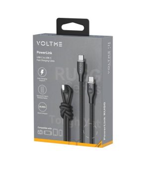 کابل شارژ ولتمی مدل Voltme Powerlink Rugg Double Nylon Cable Type C to Type C 3A / 1M (60W) Black - تصویر 2