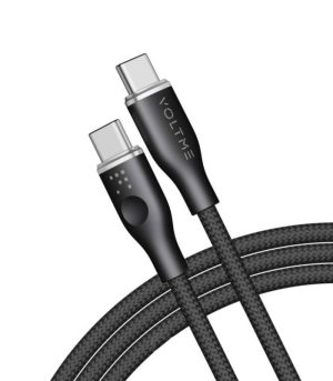 کابل شارژ ولتمی مدل Voltme Powerlink Rugg Double Nylon Cable Type C to Type C 3A / 1M (60W) Black