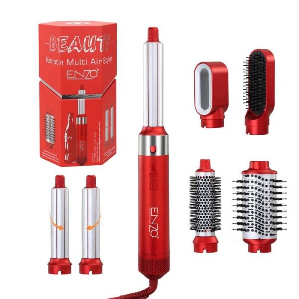 ست برس ایررپ و حالت دهنده موی کراتینه انزو EN-6227 همراه کیف چرمی