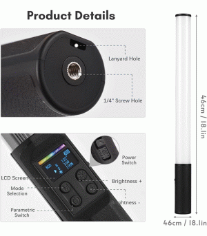 نور ثابت و RGB دستی برند Andoer مدل W150RGB-II - تصویر 8